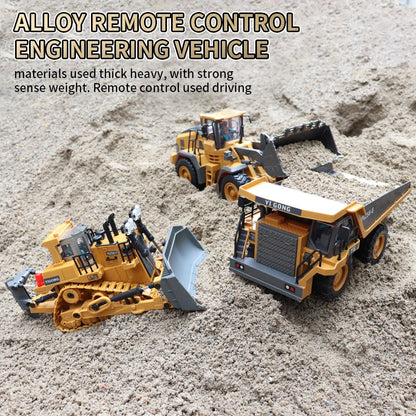 ZWN 2.4G Remote Control Excavator Dump Truck RC Model Car Toy Professional Alloy Plastic Simulation Construction Vehicle for Kid Leedoar