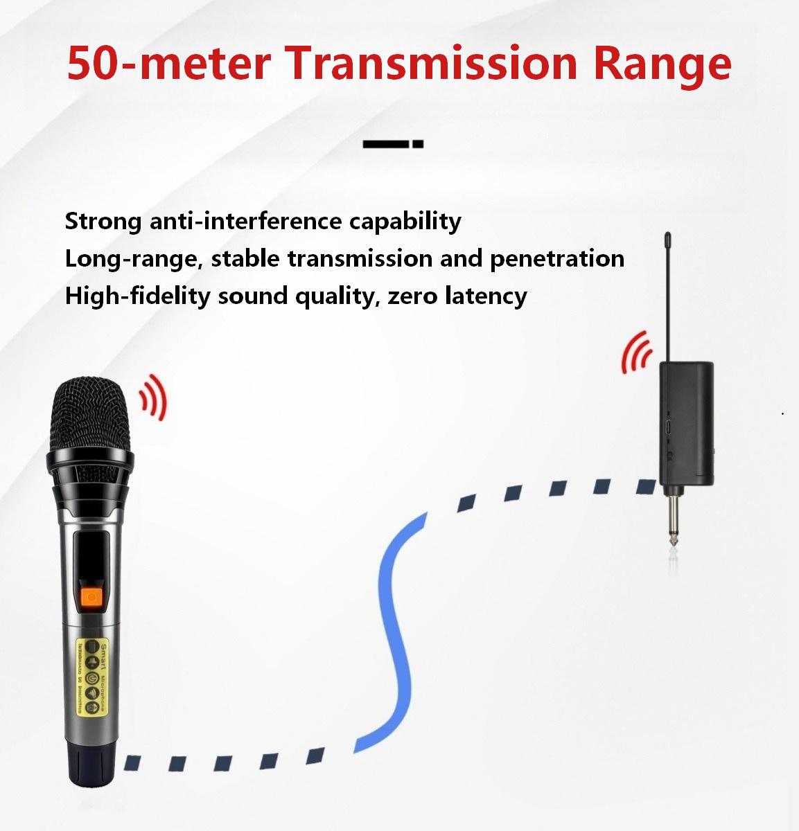 LEEDOAR HT-88 Rechargeable Dual-Channel Wireless Microphone System Dynamic Mic for Home Karaoke, Outdoor Singing, and Live Streaming