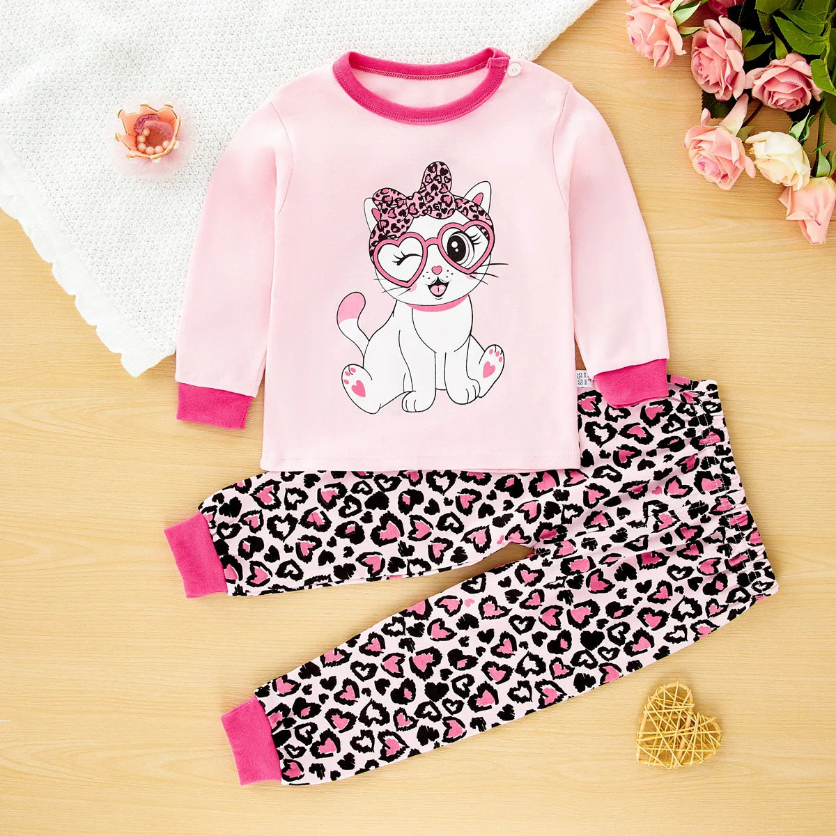 hibobi 2-piece Children's Clothing Children's Underwear Set Baby Girl's Autumn Clothes Long Pants Pajamas Home Clothes Leedoar