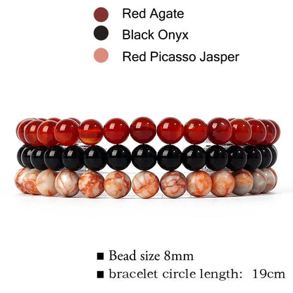 kirykle Natural Stone Bracelet Sets 3Pcs/set Obsidian Hematite Tiger Eye Beads Bracelets Men for Health Protection Soul Jewelry Leedoar