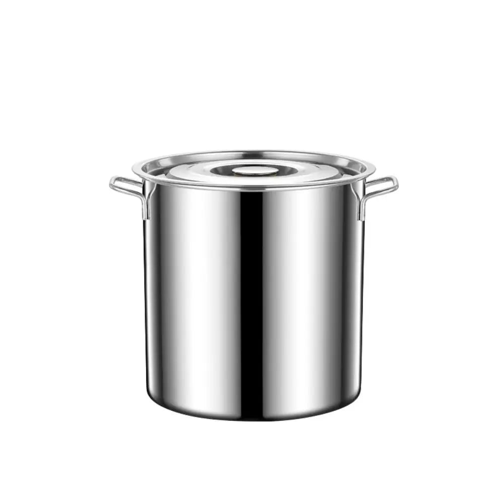 large Stainless steel thick Soup pot with handle lid big pot bucket pail water barrel household chef used kitchen cooking pots