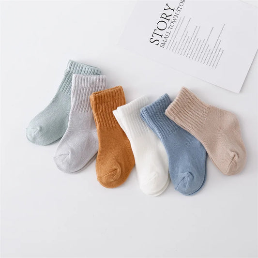 lawadka 6Pairs/set 0-12Month Newborn Baby Boy Girl Sock Cotton Solid Soft Infant Socks for Girls Boys Spring Autumn Korea Style Leedoar