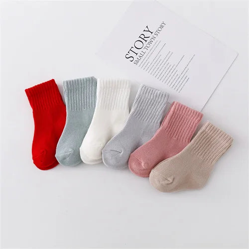 lawadka 6Pairs/set 0-12Month Newborn Baby Boy Girl Sock Cotton Solid Soft Infant Socks for Girls Boys Spring Autumn Korea Style Leedoar