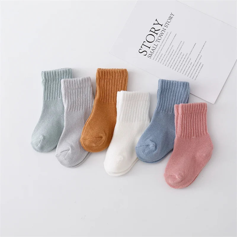 lawadka 6Pairs/set 0-12Month Newborn Baby Boy Girl Sock Cotton Solid Soft Infant Socks for Girls Boys Spring Autumn Korea Style Leedoar