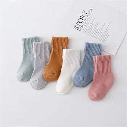 lawadka 6Pairs/set 0-12Month Newborn Baby Boy Girl Sock Cotton Solid Soft Infant Socks for Girls Boys Spring Autumn Korea Style Leedoar