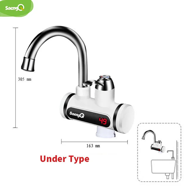 saengQ Electric Water Heater 220V Kitchen Faucet Tankless Instant Heating Water Tap Flowing Heated Mixer Digital Display Leedoar