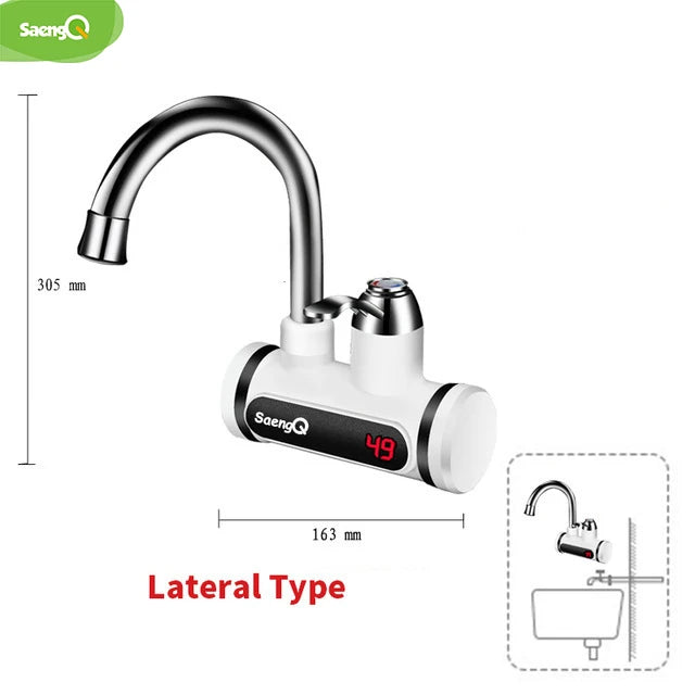 saengQ Electric Water Heater 220V Kitchen Faucet Tankless Instant Heating Water Tap Flowing Heated Mixer Digital Display Leedoar