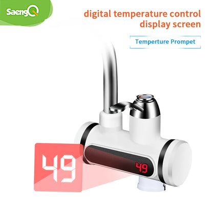 saengQ Electric Water Heater 220V Kitchen Faucet Tankless Instant Heating Water Tap Flowing Heated Mixer Digital Display Leedoar