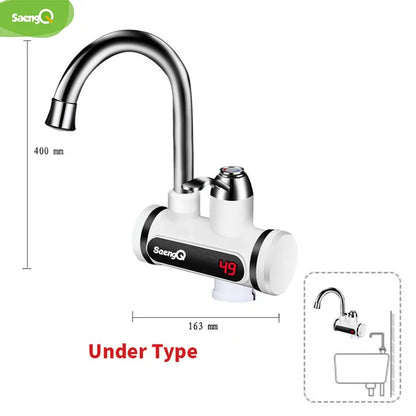 saengQ Electric Water Heater 220V Kitchen Faucet Tankless Instant Heating Water Tap Flowing Heated Mixer Digital Display Leedoar