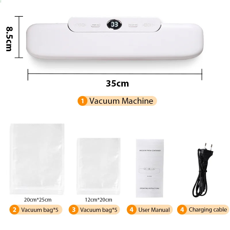 saengQ Vacuum Sealer Packaging Machine Food Vacuum Sealer With Free 10pcs Vacuum bags Household Vacuum Food Sealing Leedoar