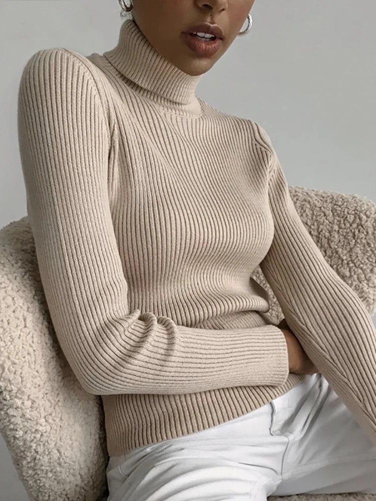 zjaiss Women Fall Turtleneck Sweater Knitted Soft Pullovers Cashmere Jumpers Basic Soft Sweaters For Women 2024 Autumn Winter Leedoar