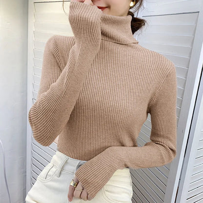 zjaiss Women Fall Turtleneck Sweater Knitted Soft Pullovers Cashmere Jumpers Basic Soft Sweaters For Women 2024 Autumn Winter Leedoar