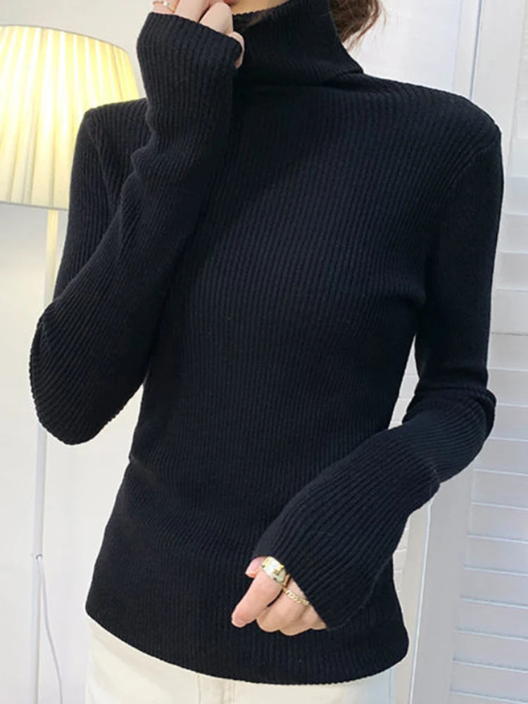 zjaiss Women Fall Turtleneck Sweater Knitted Soft Pullovers Cashmere Jumpers Basic Soft Sweaters For Women 2024 Autumn Winter Leedoar