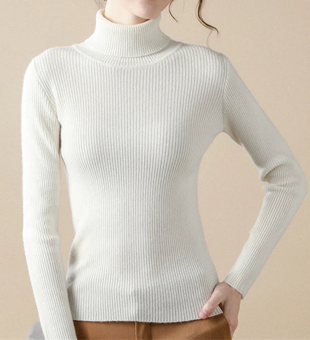 zjaiss Women Fall Turtleneck Sweater Knitted Soft Pullovers Cashmere Jumpers Basic Soft Sweaters For Women 2024 Autumn Winter Leedoar