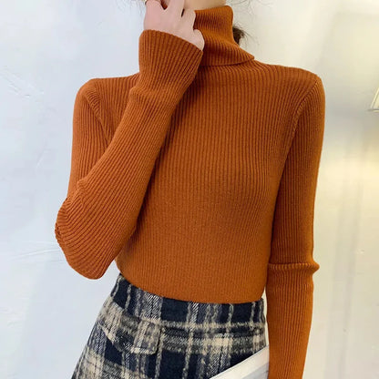 zjaiss Women Fall Turtleneck Sweater Knitted Soft Pullovers Cashmere Jumpers Basic Soft Sweaters For Women 2024 Autumn Winter Leedoar