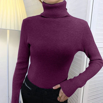 zjaiss Women Fall Turtleneck Sweater Knitted Soft Pullovers Cashmere Jumpers Basic Soft Sweaters For Women 2024 Autumn Winter Leedoar